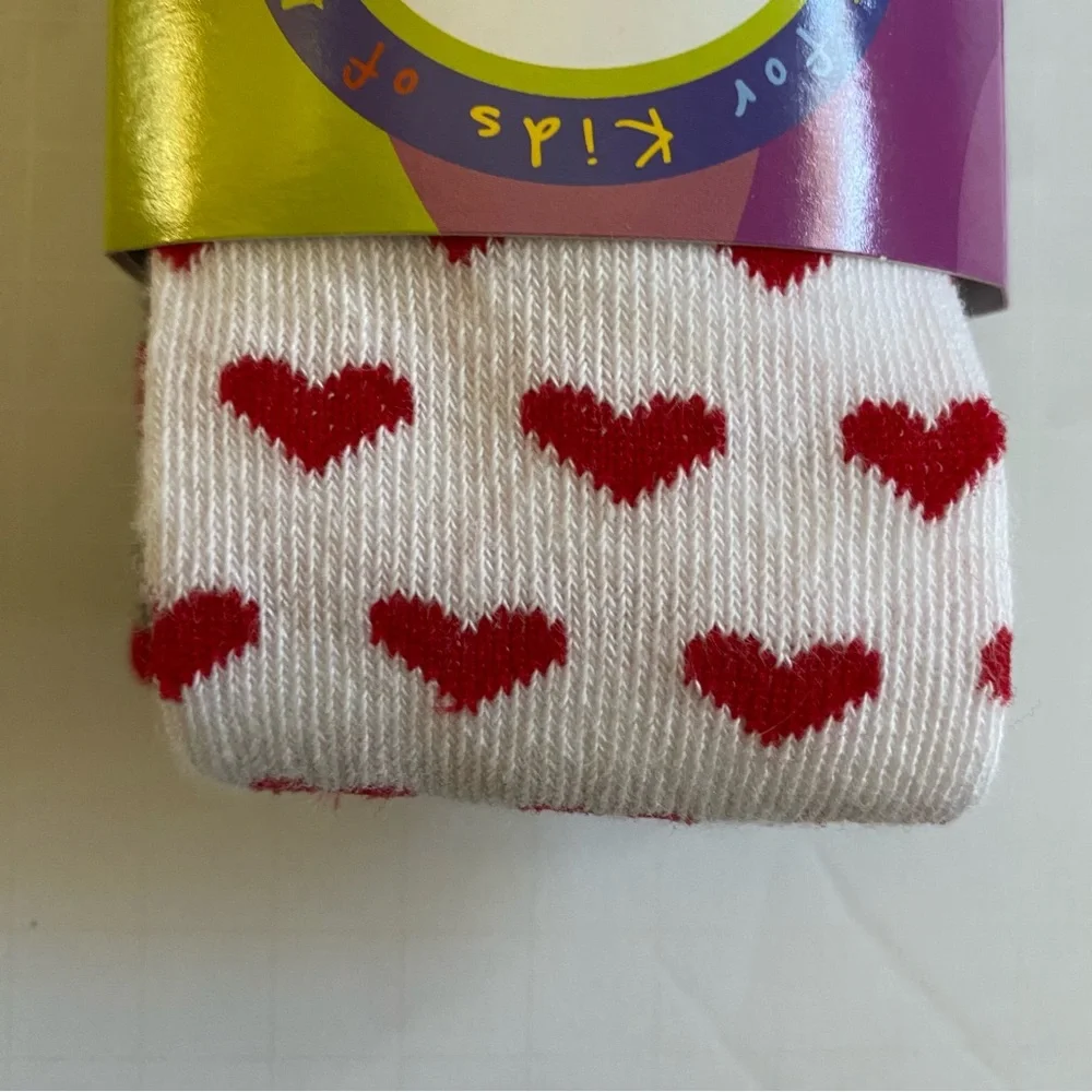 Jefferies Socks Girls Heart Tights Size 6 12 18 NWT Months Valentine’s Day Red